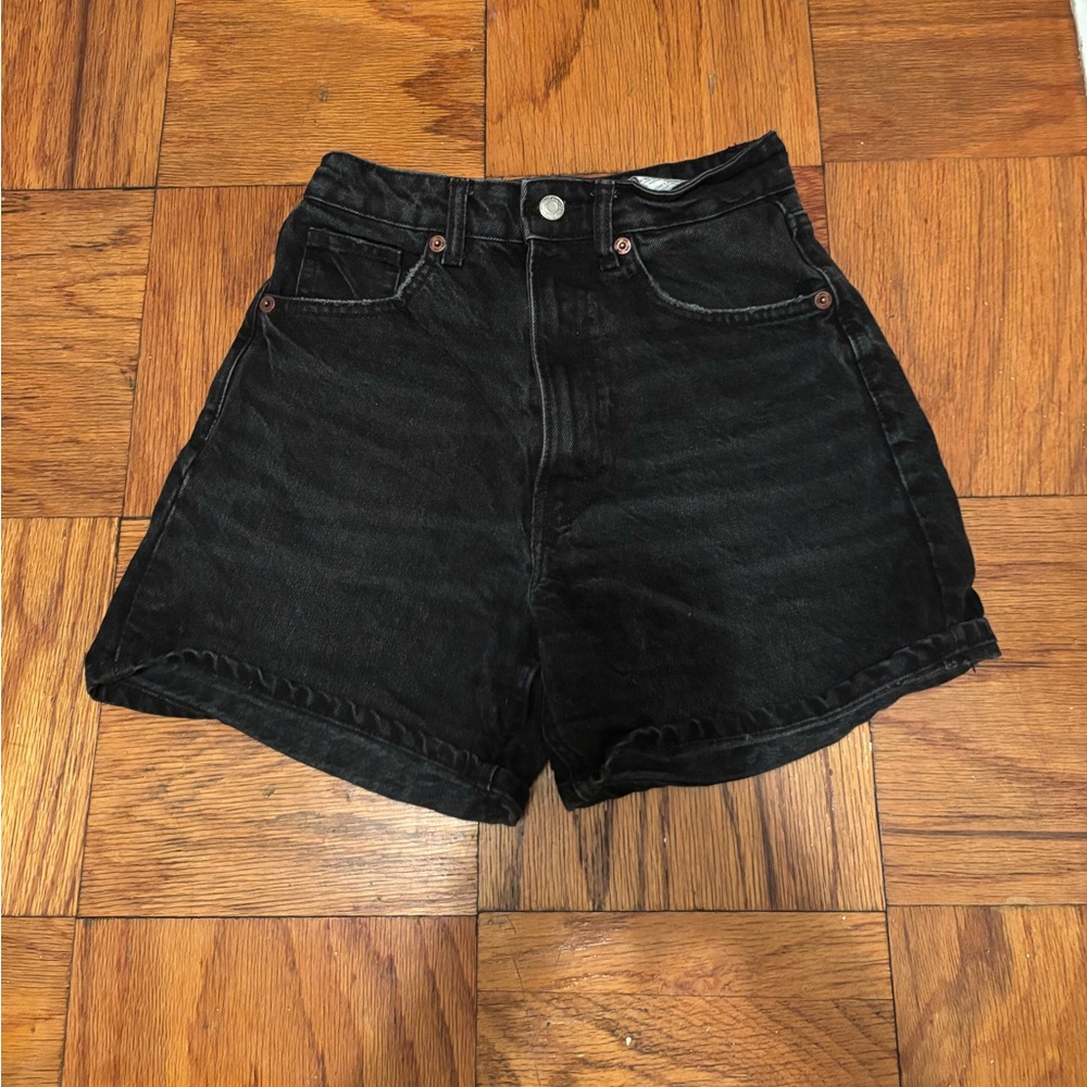 Zara black denim shorts